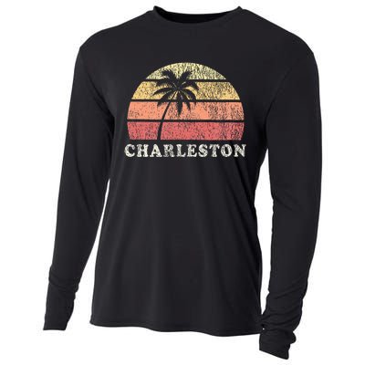 Charleston Sc Vintage 70s Retro Throwback Design Cooling Performance Long Sleeve Crew