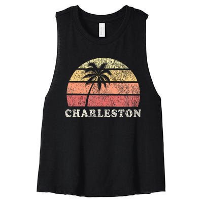 Charleston Sc Vintage 70s Retro Throwback Design Women's Racerback Cropped Tank