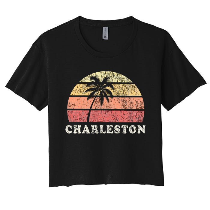 Charleston Sc Vintage 70s Retro Throwback Design Women's Crop Top Tee