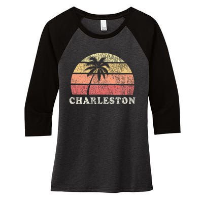 Charleston Sc Vintage 70s Retro Throwback Design Women's Tri-Blend 3/4-Sleeve Raglan Shirt