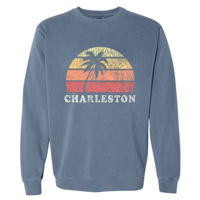 Charleston Sc Vintage 70s Retro Throwback Design Garment-Dyed Sweatshirt