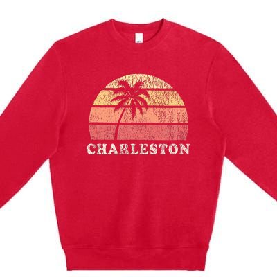 Charleston Sc Vintage 70s Retro Throwback Design Premium Crewneck Sweatshirt