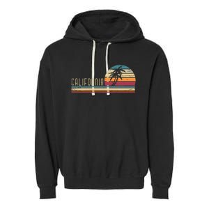 Cali Summer Vacation Ca Palm Trees Usa Retro California Garment-Dyed Fleece Hoodie