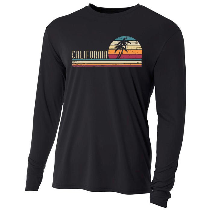 Cali Summer Vacation Ca Palm Trees Usa Retro California Cooling Performance Long Sleeve Crew