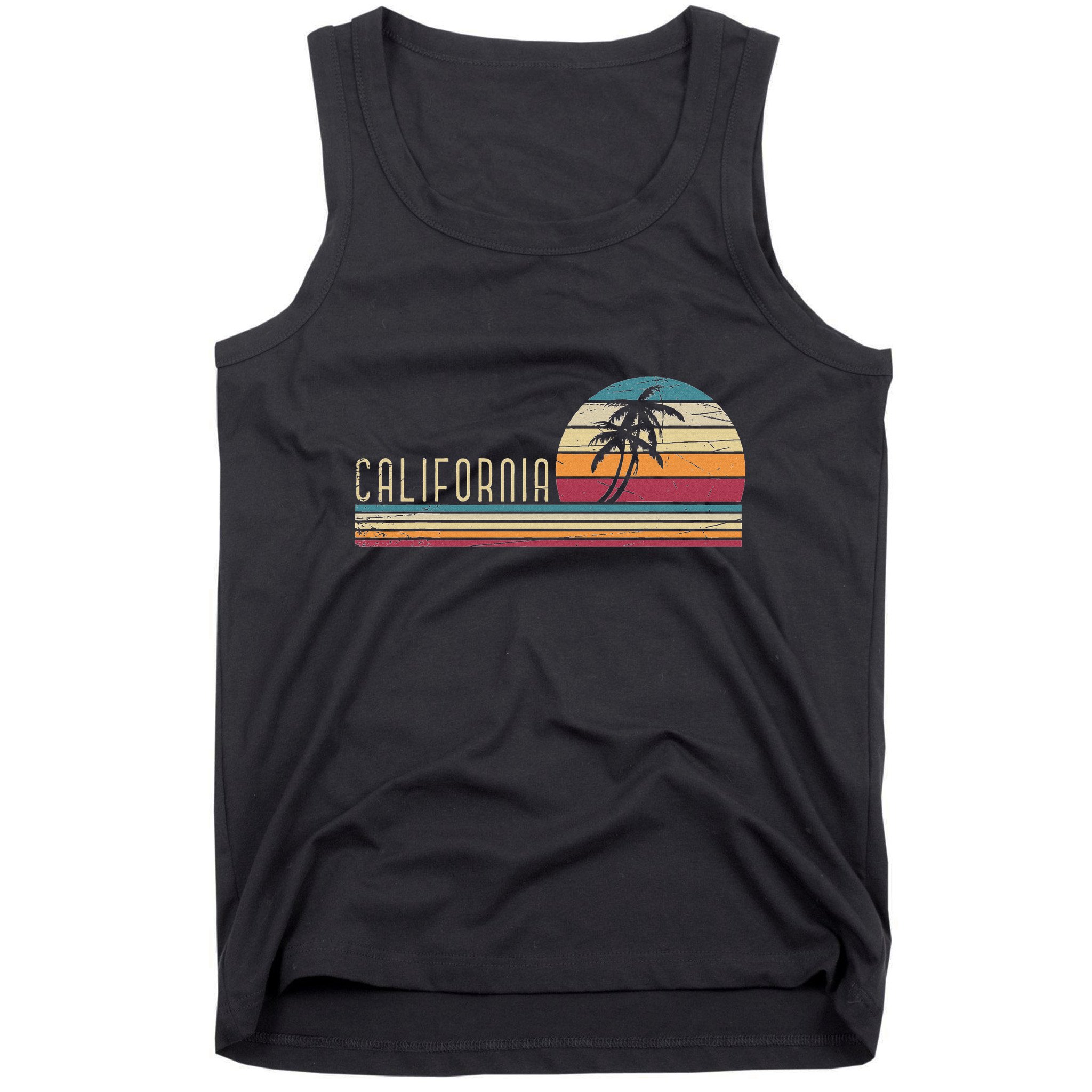 Cali Summer Vacation Ca Palm Trees Usa Retro California Tank Top