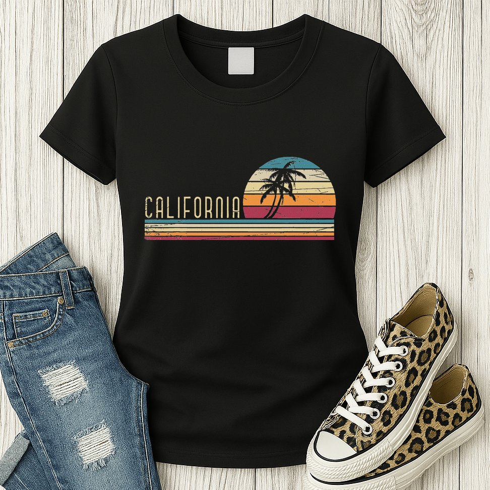 Cali Summer Vacation Ca Palm Trees Usa Retro California Womens T-Shirt