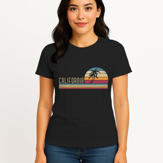 Cali Summer Vacation Ca Palm Trees Usa Retro California Womens T-Shirt