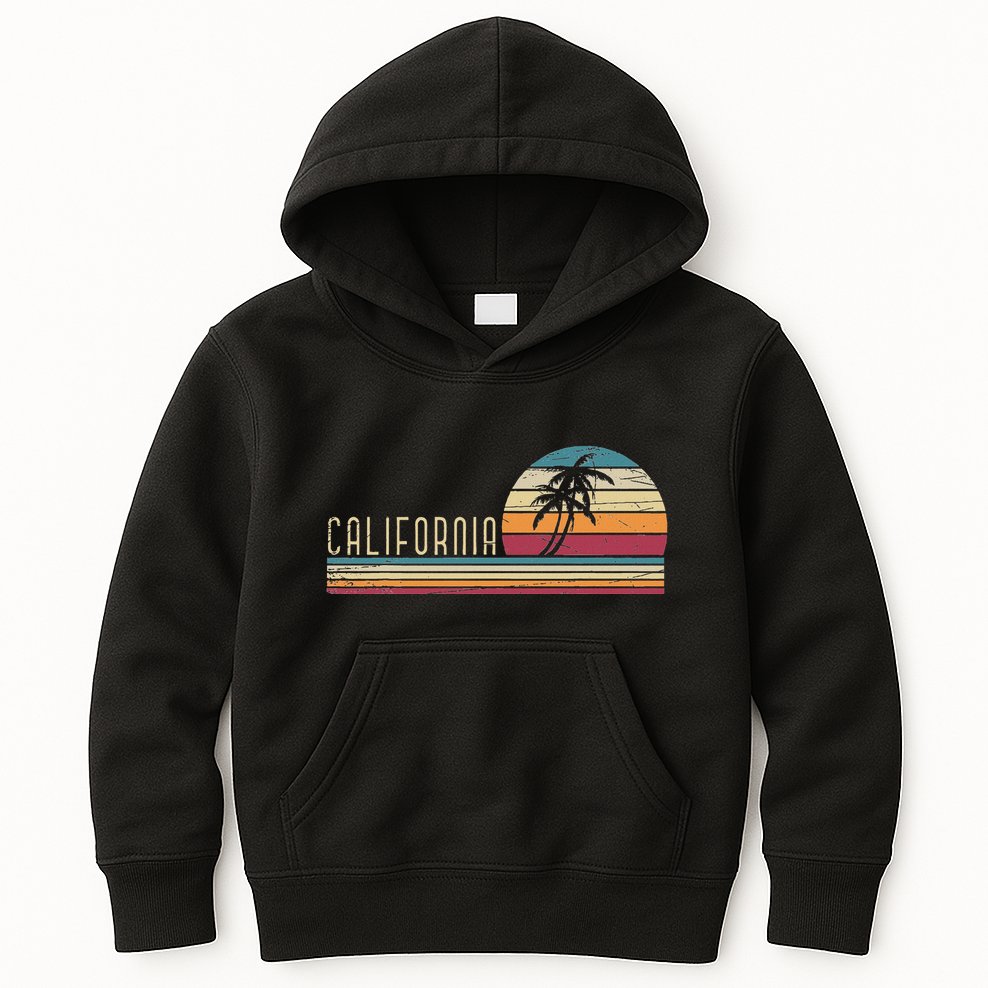 Cali Summer Vacation Ca Palm Trees Usa Retro California Kids Hoodie