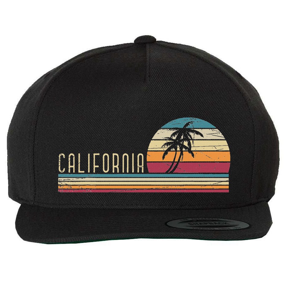 Cali Summer Vacation Ca Palm Trees Usa Retro California Wool Snapback Cap