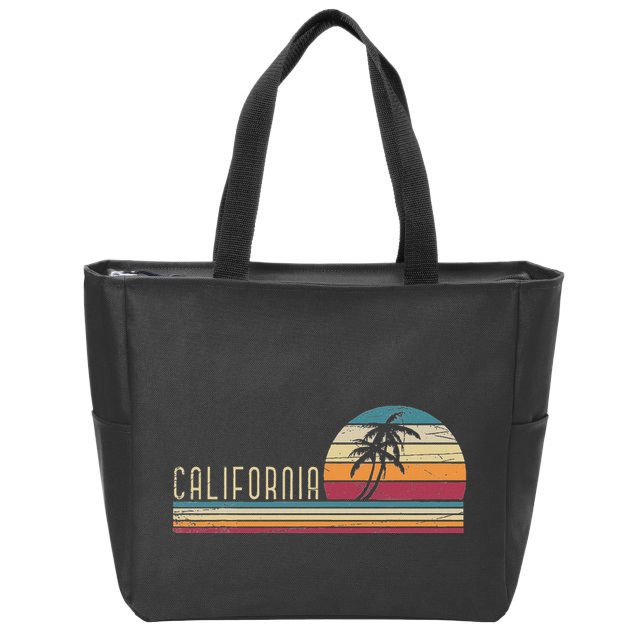 Cali Summer Vacation Ca Palm Trees Usa Retro California Zip Tote Bag
