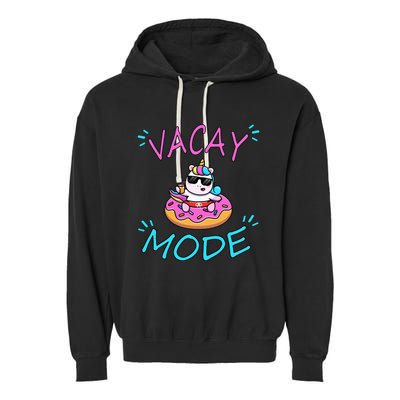 Cute Summer Vacay Mode Beach Mode Unicorn Cruise Garment-Dyed Fleece Hoodie