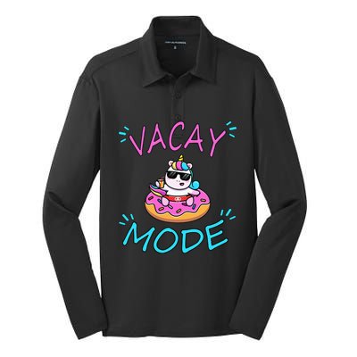 Cute Summer Vacay Mode Beach Mode Unicorn Cruise Silk Touch Performance Long Sleeve Polo