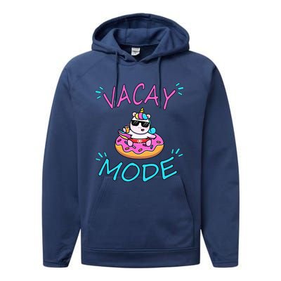 Cute Summer Vacay Mode Beach Mode Unicorn Cruise Performance Fleece Hoodie