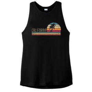 Cali Summer Vacation Ca Palm Trees Usa Retro California Ladies PosiCharge Tri-Blend Wicking Tank