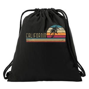 Cali Summer Vacation Ca Palm Trees Usa Retro California Drawstring Bag