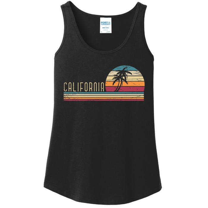 Cali Summer Vacation Ca Palm Trees Usa Retro California Ladies Essential Tank