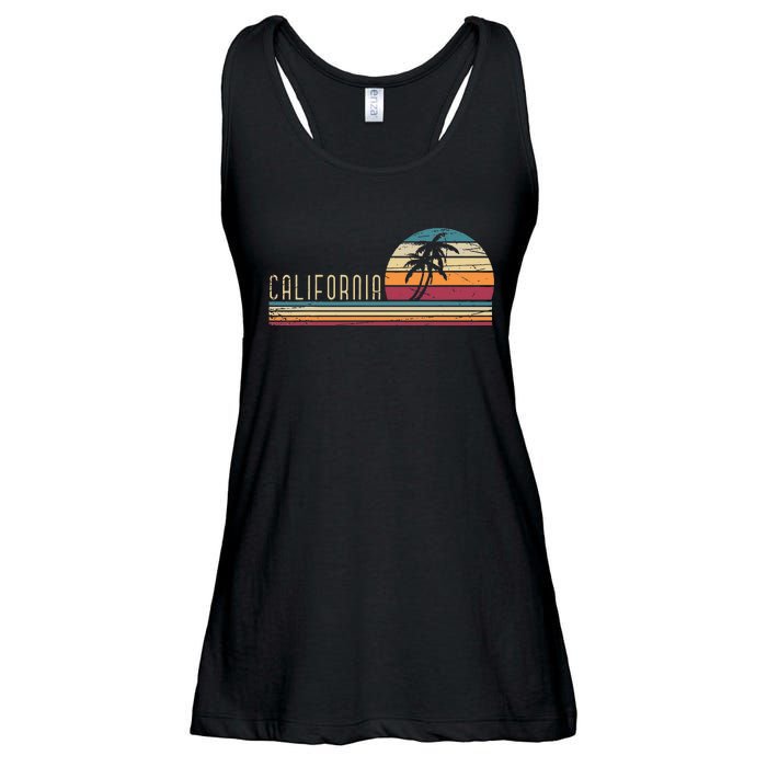 Cali Summer Vacation Ca Palm Trees Usa Retro California Ladies Essential Flowy Tank