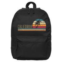 Cali Summer Vacation Ca Palm Trees Usa Retro California 16 in Basic Backpack