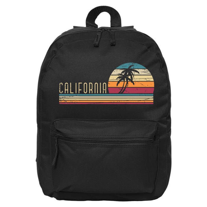 Cali Summer Vacation Ca Palm Trees Usa Retro California 16 in Basic Backpack