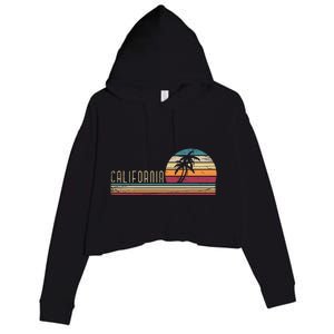 Cali Summer Vacation Ca Palm Trees Usa Retro California Crop Fleece Hoodie