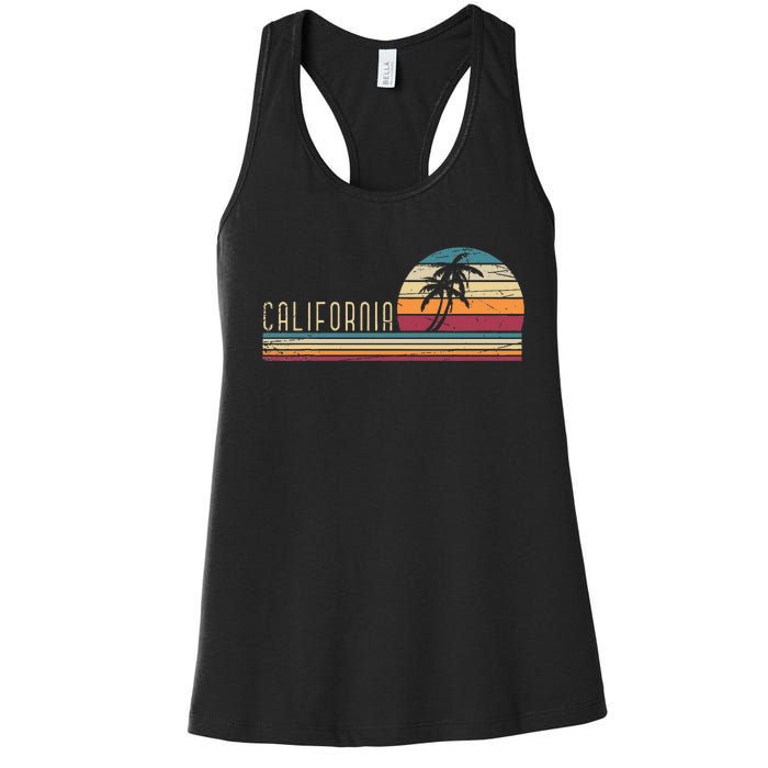 Cali Summer Vacation Ca Palm Trees Usa Retro California Women's Racerback Tank