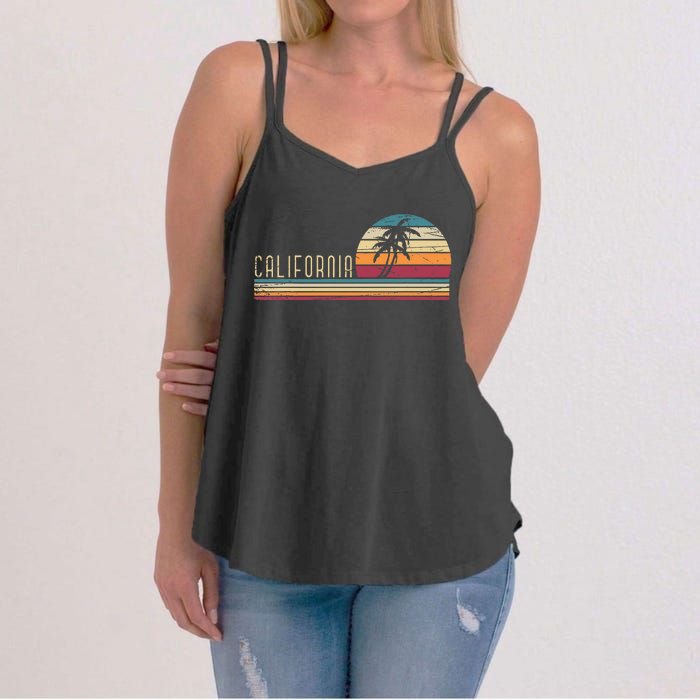 Cali Summer Vacation Ca Palm Trees Usa Retro California Women's Strappy Tank