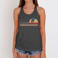 Cali Summer Vacation Ca Palm Trees Usa Retro California Women's Knotted Racerback Tank