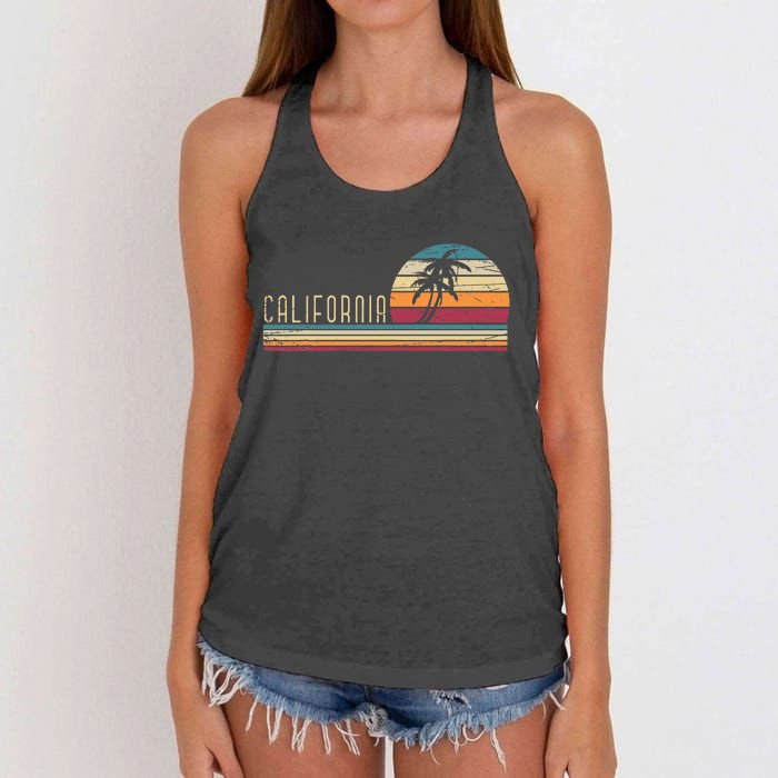 Cali Summer Vacation Ca Palm Trees Usa Retro California Women's Knotted Racerback Tank