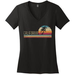 Cali Summer Vacation Ca Palm Trees Usa Retro California Women's V-Neck T-Shirt