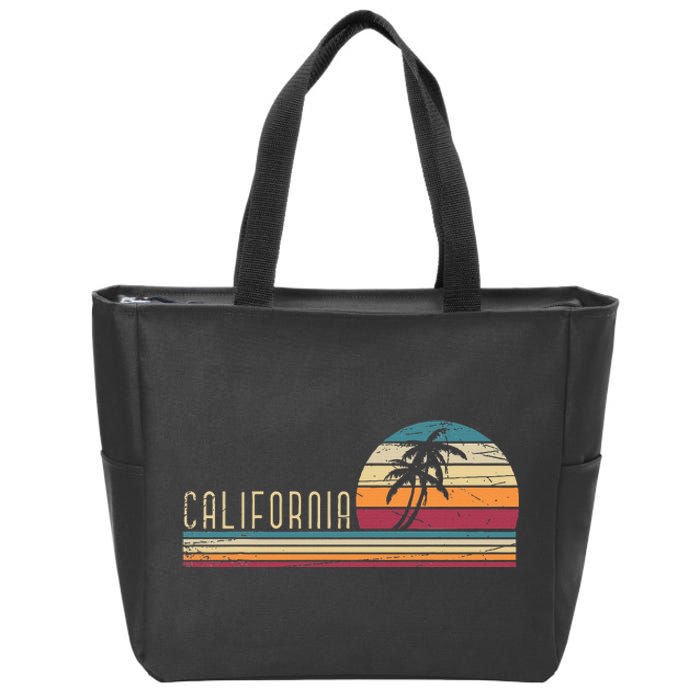 Cali Summer Vacation Ca Palm Trees Usa Retro California Zip Tote Bag