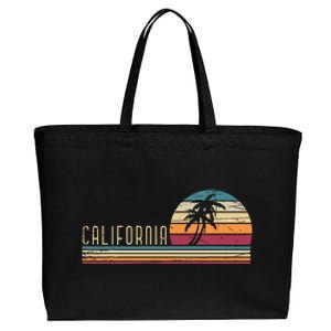 Cali Summer Vacation Ca Palm Trees Usa Retro California Cotton Canvas Jumbo Tote