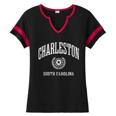 Charleston Sc Vintage College Sports Design Ladies Halftime Notch Neck Tee