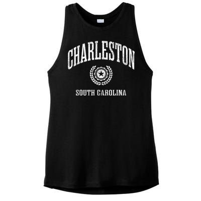 Charleston Sc Vintage College Sports Design Ladies PosiCharge Tri-Blend Wicking Tank