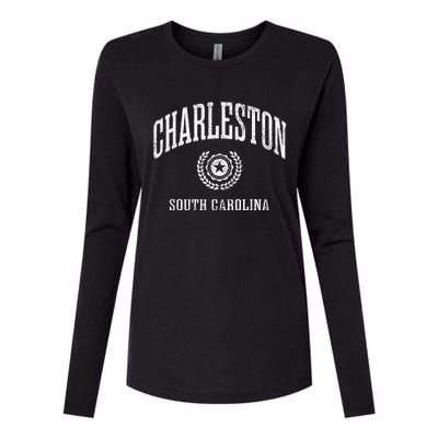 Charleston Sc Vintage College Sports Design Womens Cotton Relaxed Long Sleeve T-Shirt