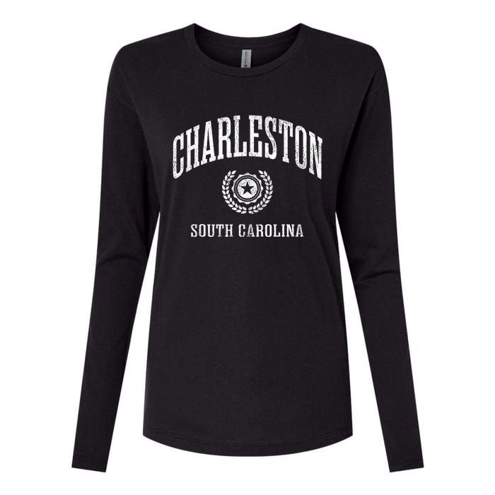 Charleston Sc Vintage College Sports Design Womens Cotton Relaxed Long Sleeve T-Shirt