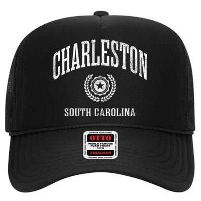 Charleston Sc Vintage College Sports Design High Crown Mesh Back Trucker Hat