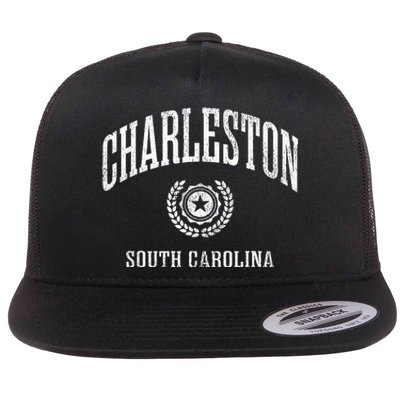 Charleston Sc Vintage College Sports Design Flat Bill Trucker Hat