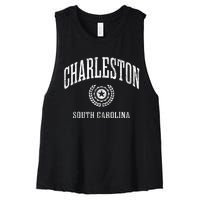 Charleston Sc Vintage College Sports Design Women's Racerback Cropped Tank