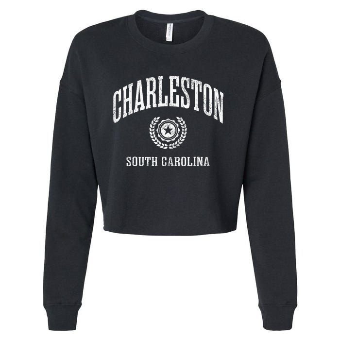 Charleston Sc Vintage College Sports Design Cropped Pullover Crew