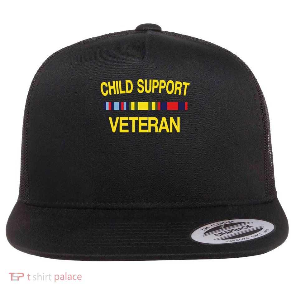 Child Support Veteran funny Flat Bill Trucker Hat