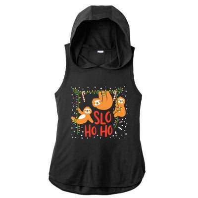 Christmas Sloth Vintage Gift Ladies PosiCharge Tri-Blend Wicking Draft Hoodie Tank