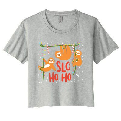 Christmas Sloth Vintage Gift Women's Crop Top Tee