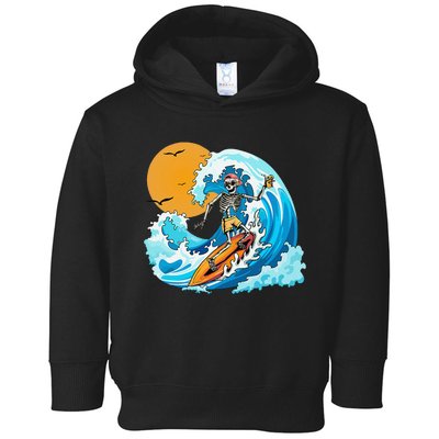 Cool Summer Vacation Skeleton Surfing Hawaii Hawaiian Toddler Hoodie