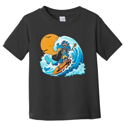 Cool Summer Vacation Skeleton Surfing Hawaii Hawaiian Toddler T-Shirt