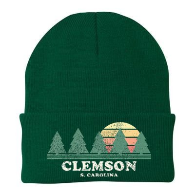 Clemson Sc Vintage Throwback Retro 70s Knit Cap Winter Beanie