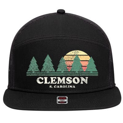 Clemson Sc Vintage Throwback Retro 70s 7 Panel Mesh Trucker Snapback Hat