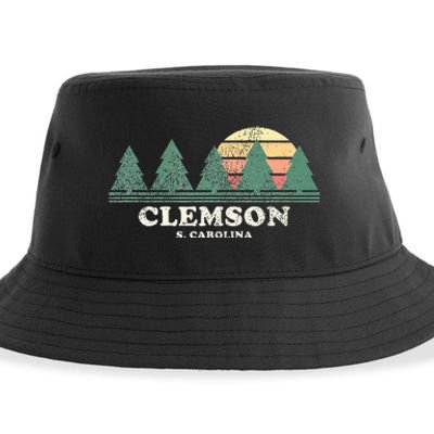 Clemson Sc Vintage Throwback Retro 70s Sustainable Bucket Hat