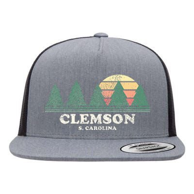 Clemson Sc Vintage Throwback Retro 70s Flat Bill Trucker Hat