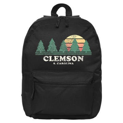 Clemson Sc Vintage Throwback Retro 70s 16 in Basic Backpack