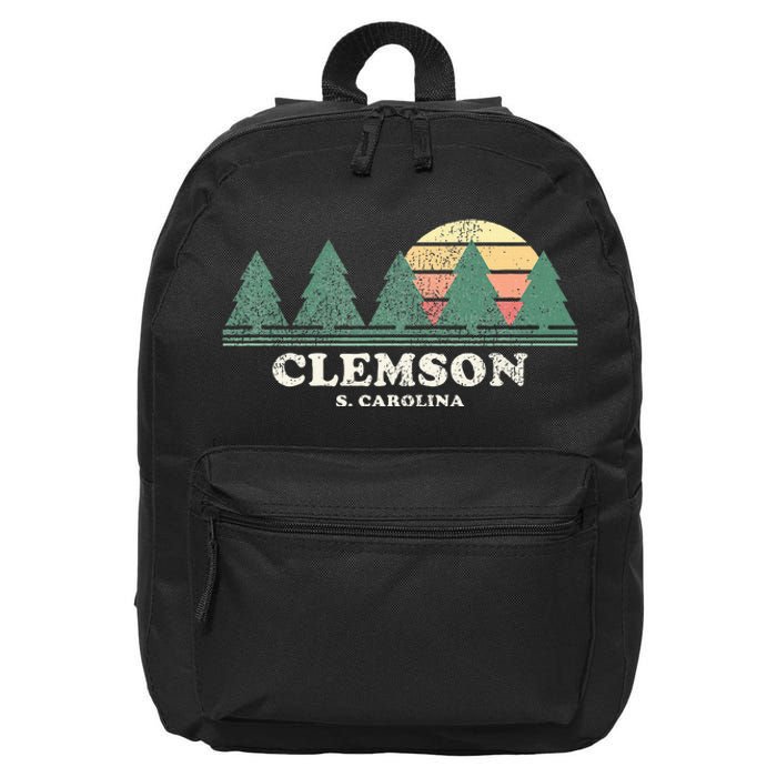 Clemson Sc Vintage Throwback Retro 70s 16 in Basic Backpack